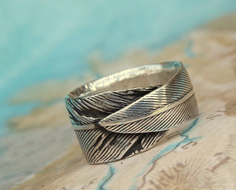 Gypsy Jewelry, Feather Jewelry, Gypsy Ring, Silver Gypsy Jewelry Feather Ring, Handmade Sterling Silver Feather Ring by HappyGoLicky Jewlry image 2