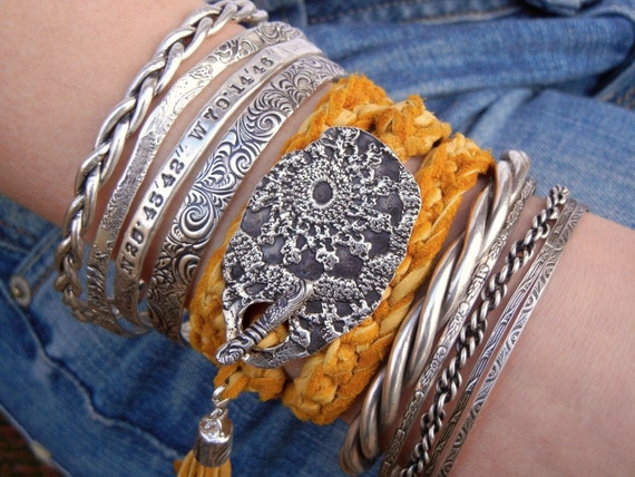 Boho Jewelry, Bohemian Leather Wrap Bracelet, Hippie Jewelry, Sterling  Silver Wrap Bracelet, Leather Triple Wrap Bracelet, Boho Bracelet - Etsy
