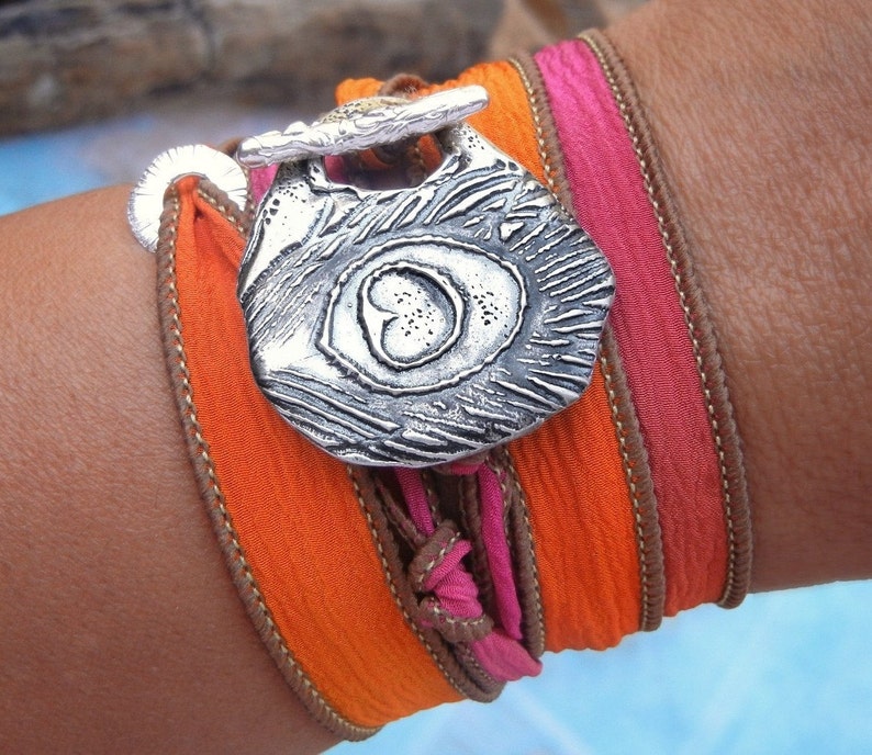 Boho style jewelry wrap bracelets in sterling silver by HappyGoLicky Jewelry