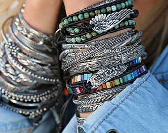 Stacking Bracelets, Silver CUFF Bracelets, Stacking Cuff Bangle Bracelet, 1-8 Silver Stacker Bracelets, Bangle Cuff Bracelets Boho Jewelry