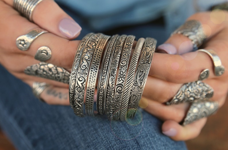 PERSONALIZED Sterling Silver Bracelet, Custom Silver CUFF Bracelet, Personalized Jewelry Gift Custom Bracelet Personalized Gifts for Women image 6