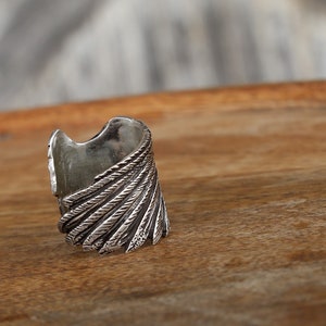 Sterling Silver Wing Ring, Silver Angel Wing Ring, Silver Feather Ring, Boho Angel Wing Jewelry, Boho Silver Angel Wing Ring Bohemian Hippie image 6