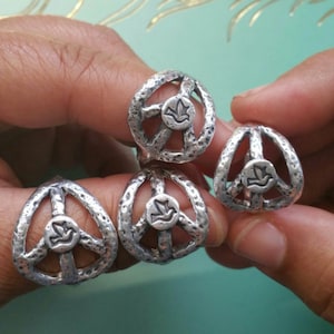 Boho Rings, Boho Jewelry, Handmade Boho Rings, Sterling Silver Boho Ring, Bohemian Jewelry Bohemian Rings, Cool Peace Sign Hippie Boho Ring image 6