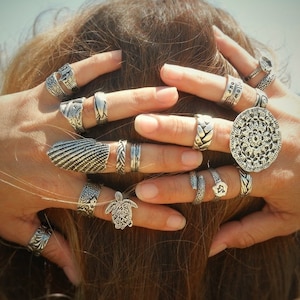 Chunky Ring, Boho Jewelry, CHUNKY BOHO RING, Boho Chic Jewelry, Bohemian Fashion Jewelry Ring Sterling Silver Bohemian Ring, Giant Disk Ring image 5