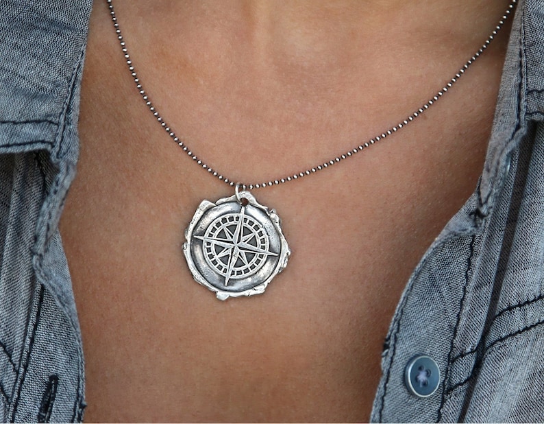 Nautical Jewelry, Nautical Necklace, Nautical Compass, Compass Necklace, Sterling Silver Nautical Compass Necklace, Nautical Compass Gift image 4