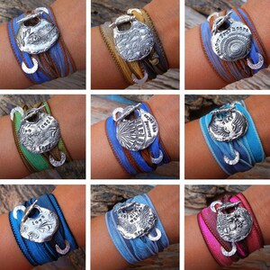 Bird Jewelry, Bird Bracelet, Bird Lover's Gift for Her, Bird Silk Wrap Bracelet, Bird Wrap Bracelet, Silver Bird Jewelry Gift, Bird Watcher image 4
