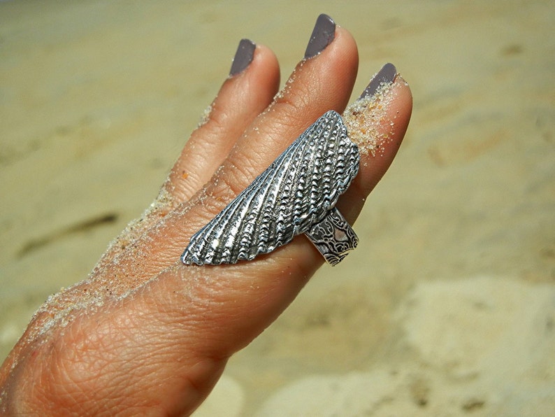 Shell Ring Broken Shell Silver Ring Sterling Silver Beach Etsy