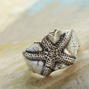 Beach Jewelry, Beach Ring, Sterling Silver Starfish