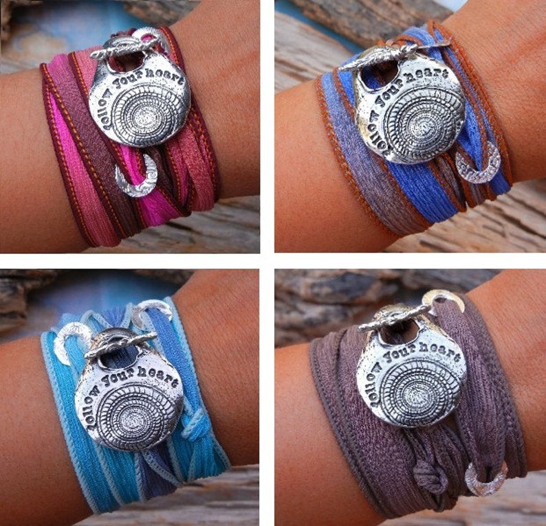 Sterling silver wrap bracelets handmade by artist HappyGoLicky Jewelry