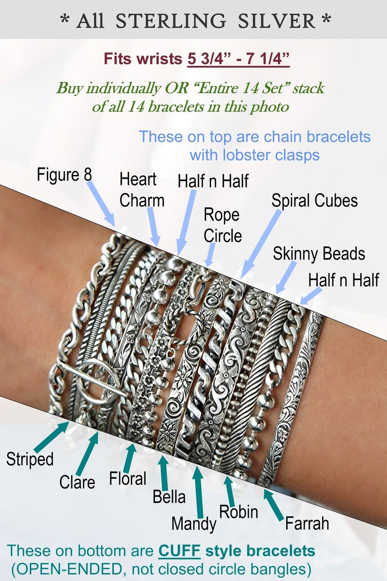 Best sterling silver stacking bracelets by HappyGoLicky Jewelry