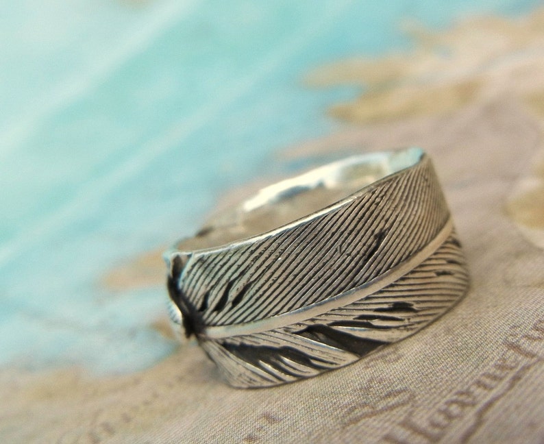 Gypsy Jewelry, Feather Jewelry, Gypsy Ring, Silver Gypsy Jewelry Feather Ring, Handmade Sterling Silver Feather Ring by HappyGoLicky Jewlry imagem 4