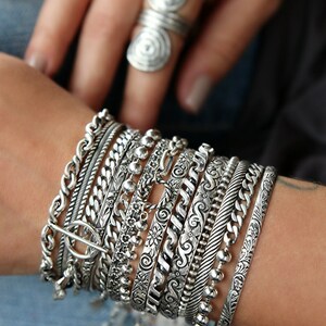 Bestselling sterling silver stacking bracelets by HappyGoLicky jewelry