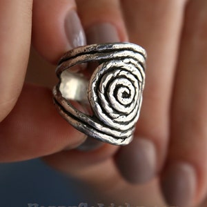 Boho Jewelry, Sterling Silver Boho Ring, Handmade Boho Rope Ring, Silver Spiral Hippie Ring, Silver Hippie Ring, Retro Bohemian Silver Ring image 7
