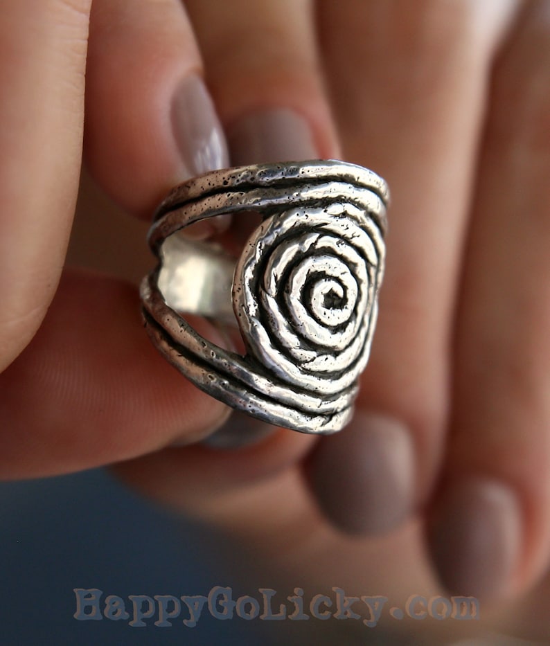 Boho Jewelry, Sterling Silver Boho Ring, Handmade Boho Rope Ring, Silver Spiral Hippie Ring, Silver Hippie Ring, Retro Bohemian Silver Ring image 7