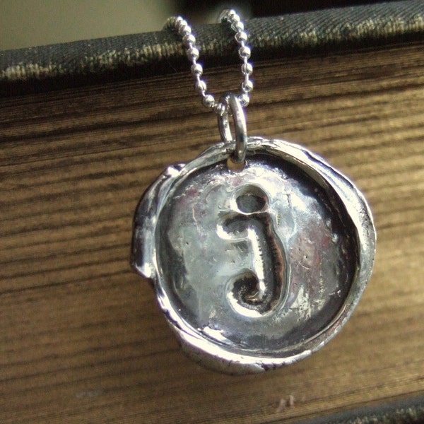 Teenager Gift Jewelry, Sterling Silver Wax Seal Stamped Letter Pendant with Sterling Silver Necklace, Custom Monogram Jewelry, Teen Gift