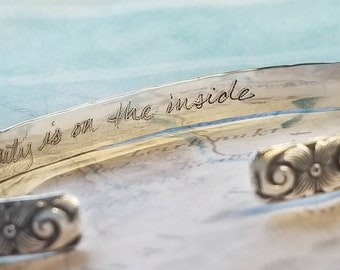 PERSONALIZED Cuff Bracelet, Custom Sterling Silver CUFF Bracelet, Open Ended Custom Bracelet, Personalized Jewelry Gifts for Women, Her Gift