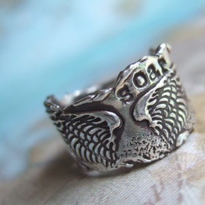 Angel Wings Ring Sterling Silver, Sterling Silver Ring, Soar, Silver Rustic RIng Size 4 5 6 7 8 9 10 11 12 13 14 15