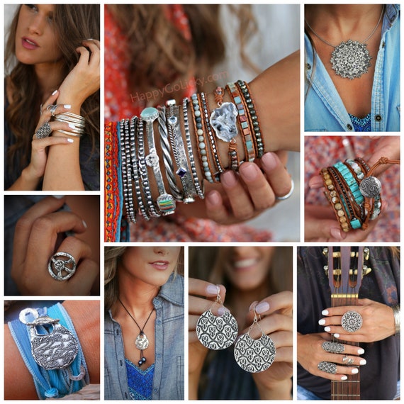 Sterling silver boho bracelet deals