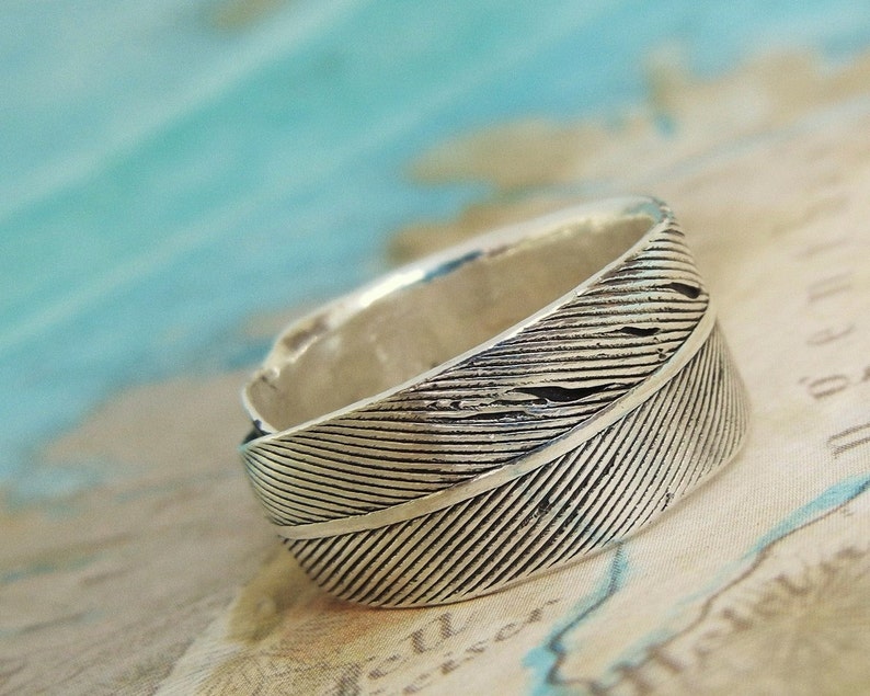 Gypsy Jewelry, Feather Jewelry, Gypsy Ring, Silver Gypsy Jewelry Feather Ring, Handmade Sterling Silver Feather Ring by HappyGoLicky Jewlry image 3