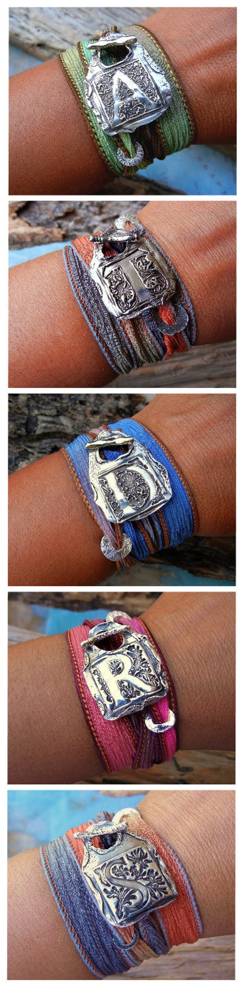 Sterling silver wrap bracelets handmade by artist HappyGoLicky Jewelry