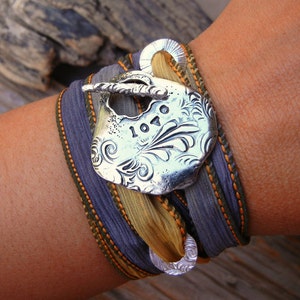 Real silk and solid sterling silver wrap bracelet by HappyGoLicky Jewelry