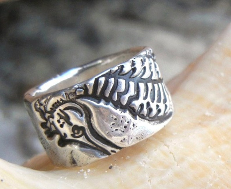 Beach Jewelry, Handmade Silver Seahorse Ring, Sterling Silver Beach Jewelry, Silver Beach Ring, Seahorse Jewelry Beach Ring, Seahorse Ring image 2