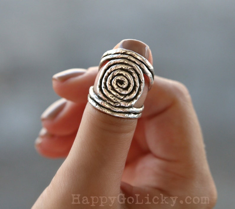 Boho Jewelry, Sterling Silver Boho Ring, Handmade Boho Rope Ring, Silver Spiral Hippie Ring, Silver Hippie Ring, Retro Bohemian Silver Ring image 4