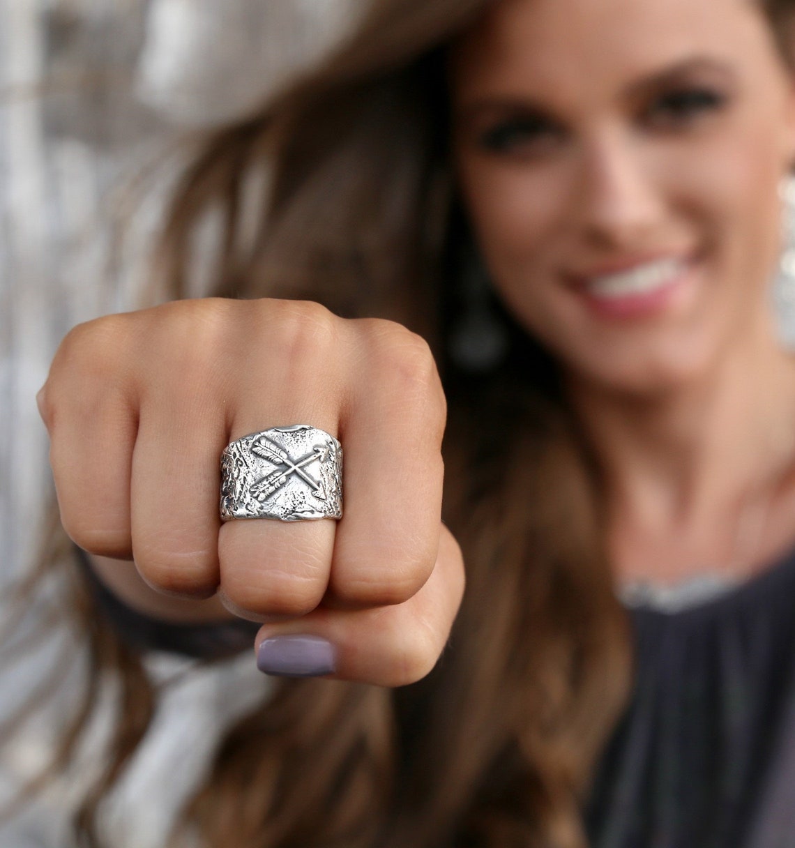 Southwest Jewelry Sterling Silver Ring Double Arrows Ring Etsy