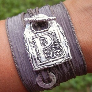 Personalized custom wrap bracelet in sterling silver by HappyGoLicky Jewelry