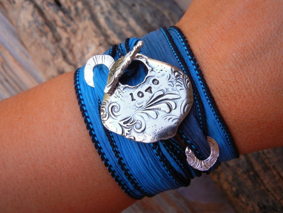 STERLING SILVER Silk Wrap Bracelet Birthday Jewelry Gift for Mom, Birthday Day Gift for Mom, Love Jewelry, Mommy Gift Ideas for Birthday