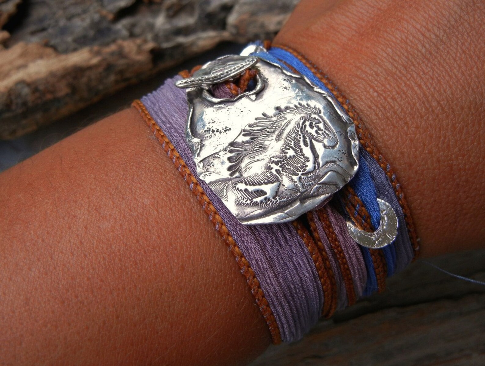 Kentucky Derby Jewelry Horse Silver Silk Wrap Bracelet Etsy