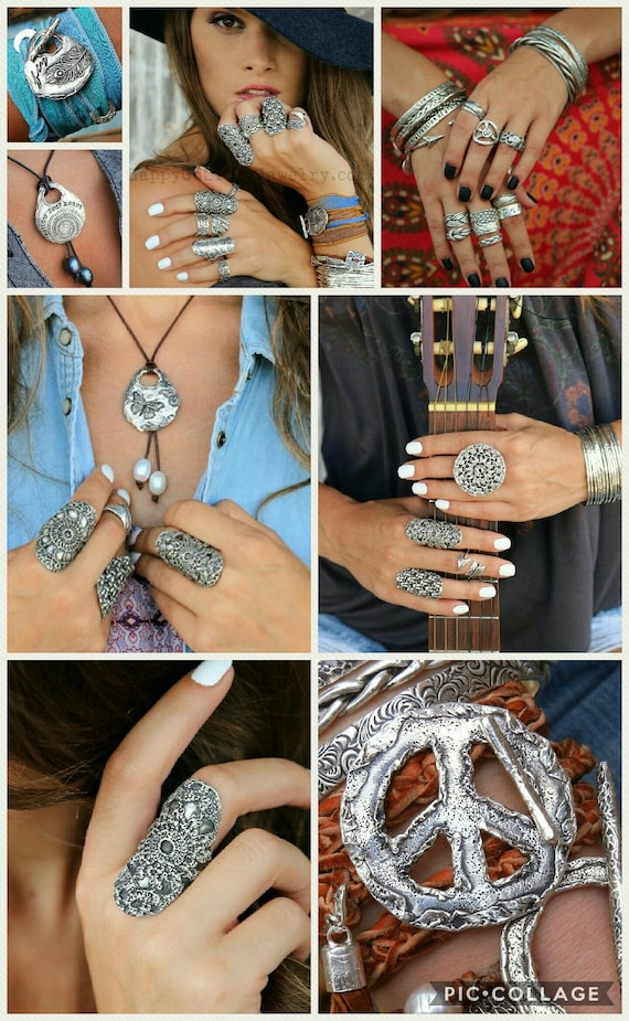 Chunky Boho Ring Chunky Boho Jewelry Sterling Silver Wide Rings