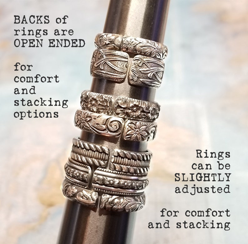 Boho Jewelry Sterling Silver Stacking Rings, Sterling Silver Boho Rings, Silver Boho Stacking Rings, Adjustable Silver Stacking Boho Rings image 6