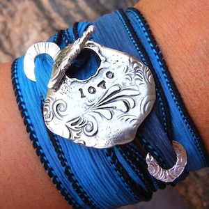 Artisan Jewelry Gifts, STERLING Silver Artisan Jewelry Gift, Artisan Bracelet Gift, Artisan Silk Wrap Bracelet, Artisan Silver Jewelry GIfts