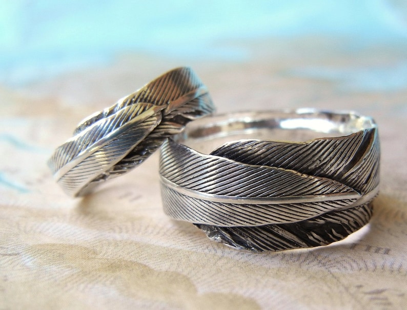Unique Wedding Rings Silver Wedding Bands Sterling Silver Etsy