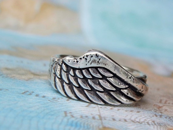 Angel Wings Ring Silver Statement Ring Boho Jewelry Angel Wing Jewelry  Stackable Retro Ring Adjutable 
