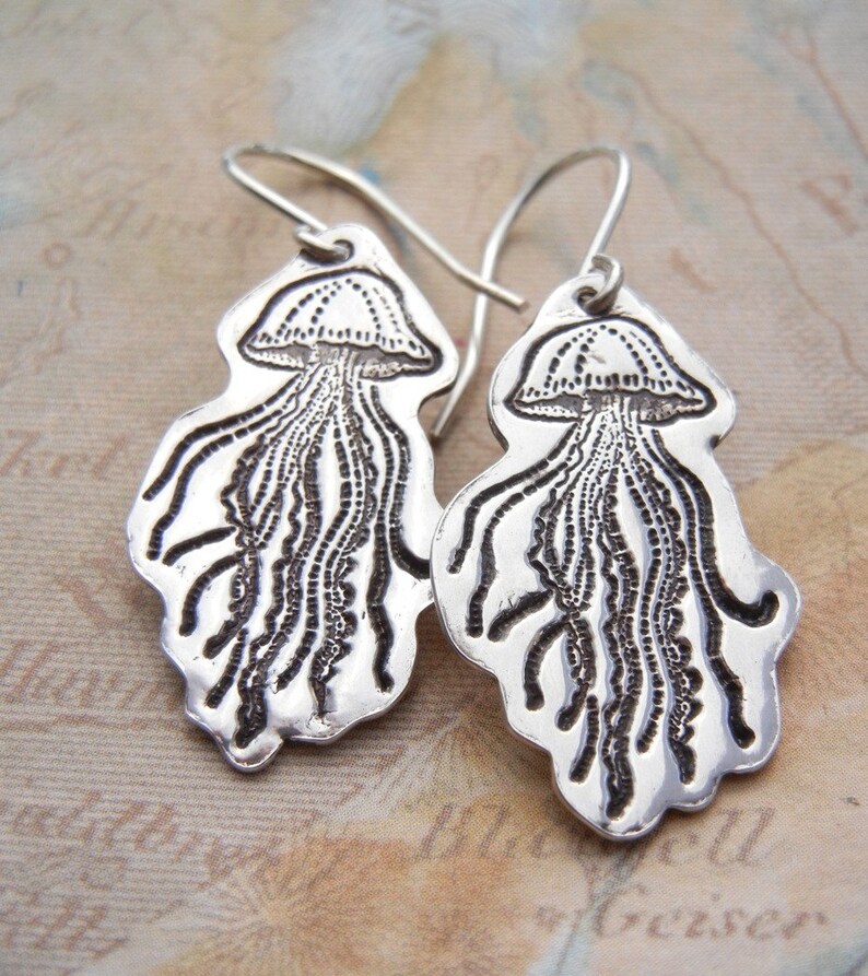 Nautical Jellyfish Jewelry Dangle Earrings Quirky Jellyfish Etsy
