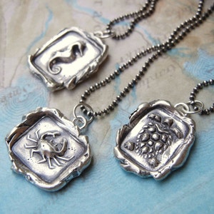 Beach Jewelry, Ocean Lover Necklaces, Ocean Wax Seal Collection, Ocean Sealife Nautical Jewelry, Nautical Necklaces, Nautical Jewelry Gifts
