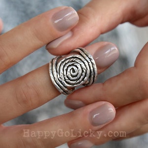 Boho Jewelry, Sterling Silver Boho Ring, Handmade Boho Rope Ring, Silver Spiral Hippie Ring, Silver Hippie Ring, Retro Bohemian Silver Ring image 6