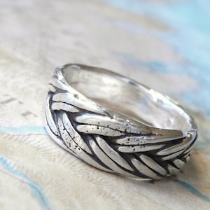 Nautical Braided Silver Ring, Nautical Jewelry, Nautical Braided Ring, Nautical Chic Braided Silver Ring Size 4 5 6 7 8 9 10 11 12 13 14 15