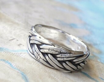 Nautical Braided Silver Ring, Nautical Jewelry, Nautical Braided Ring, Nautical Chic Braided Silver Ring Size 4 5 6 7 8 9 10 11 12 13 14 15