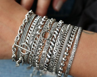 Sterling Silver Stacking Bracelets, Silver Cuff Bracelet, Y0U SELECT H0W MANY, Bracelet Stack Set or SINGLE Bracelet, Instant Collection