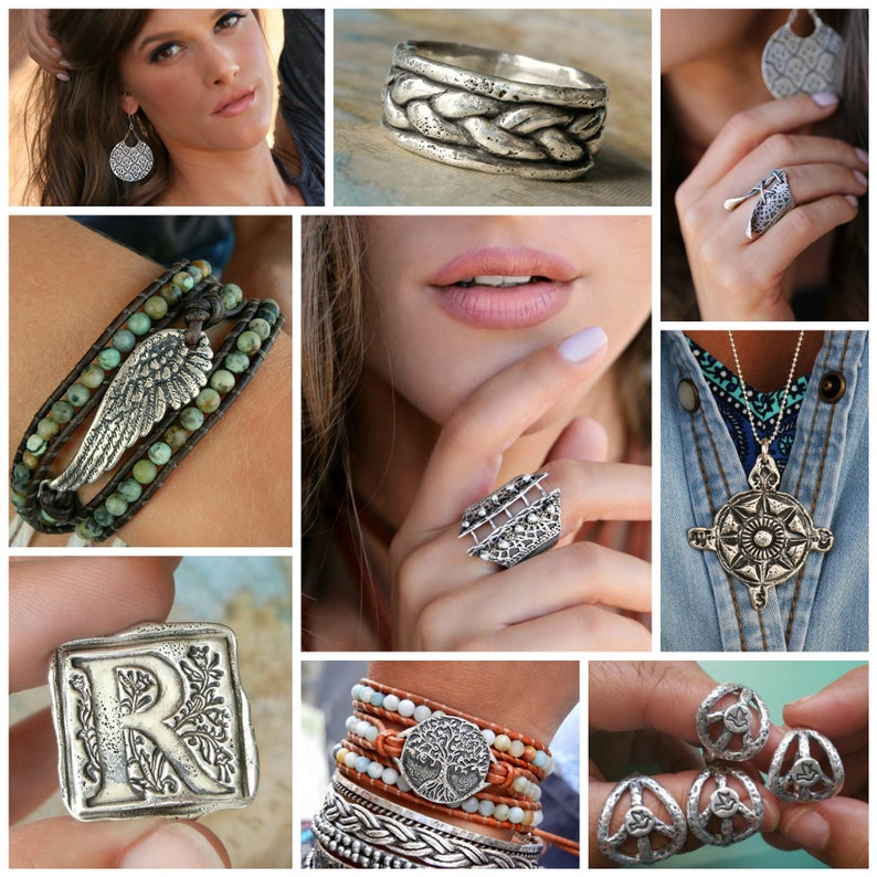 Silver jewelry collection handmade by HappyGoLicky Jewelry