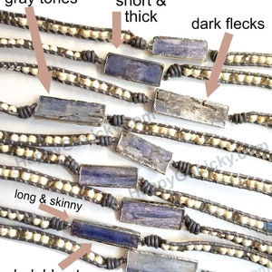 Boho Jewelry, Boho Wrap Bracelet, 5X Leather Wrap Bracelet, 5X Wrap Boho Bracelet, Blue Leather Wrap Bracelet, Kyanite Bracelet Boho Jewelry image 7