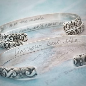 PERSONALIZED Sterling Silver Bracelet, Custom Silver CUFF Bracelet, Personalized Jewelry Gift Custom Bracelet Personalized Gifts for Women image 1