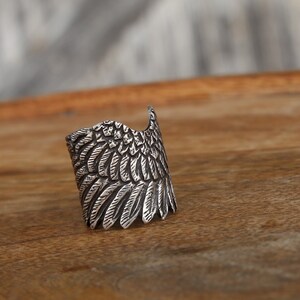 Sterling Silver Wing Ring, Silver Angel Wing Ring, Silver Feather Ring, Boho Angel Wing Jewelry, Boho Silver Angel Wing Ring Bohemian Hippie image 5