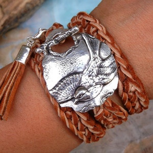 Bird Jewelry, Bird Leather Wrap Bracelet, Bird Silver Leather Wrap Bracelet, Bird Bracelet, Bird Silver Wrap Bracelet, Swallow Bird Jewelry image 1