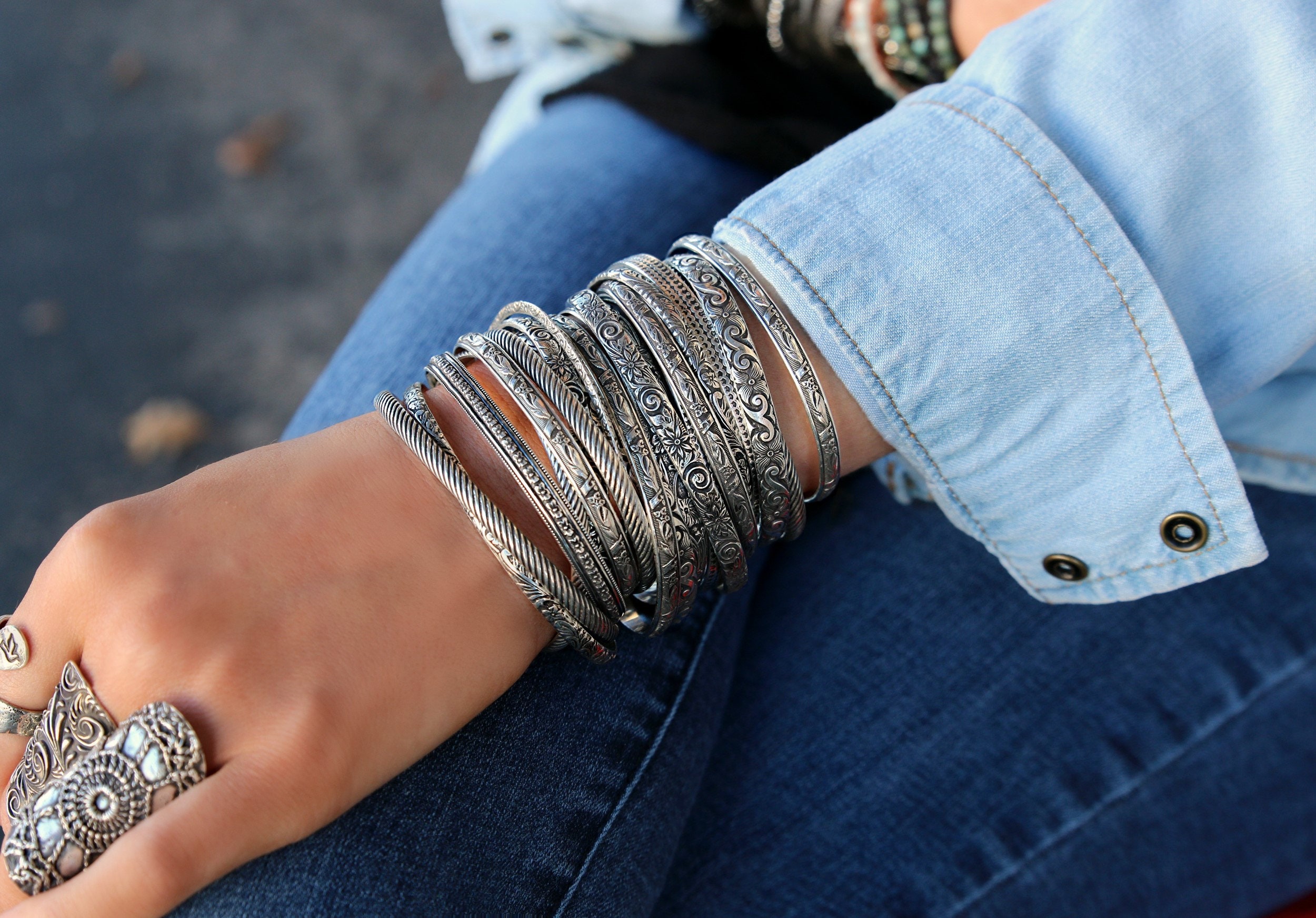 Stacked Bangles Silver