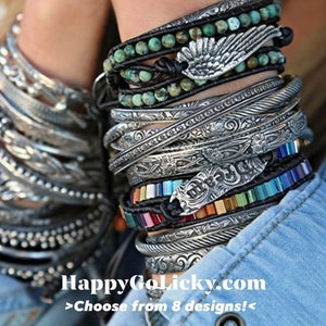 Bohemian style fashion, boho wrap bracelets by HappyGoLicky Jewelry