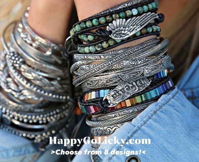 Bohemian style fashion, boho wrap bracelets by HappyGoLicky Jewelry